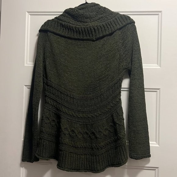 Bcbgmaxazria green real wrap sweater cardigan size large - Picture 6 of 9